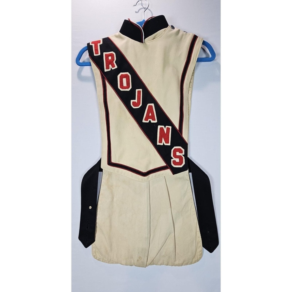 Vintage Trojan Marching Band Uniform Tunic Top Size‎ 52 Wool Blend Cream Red
